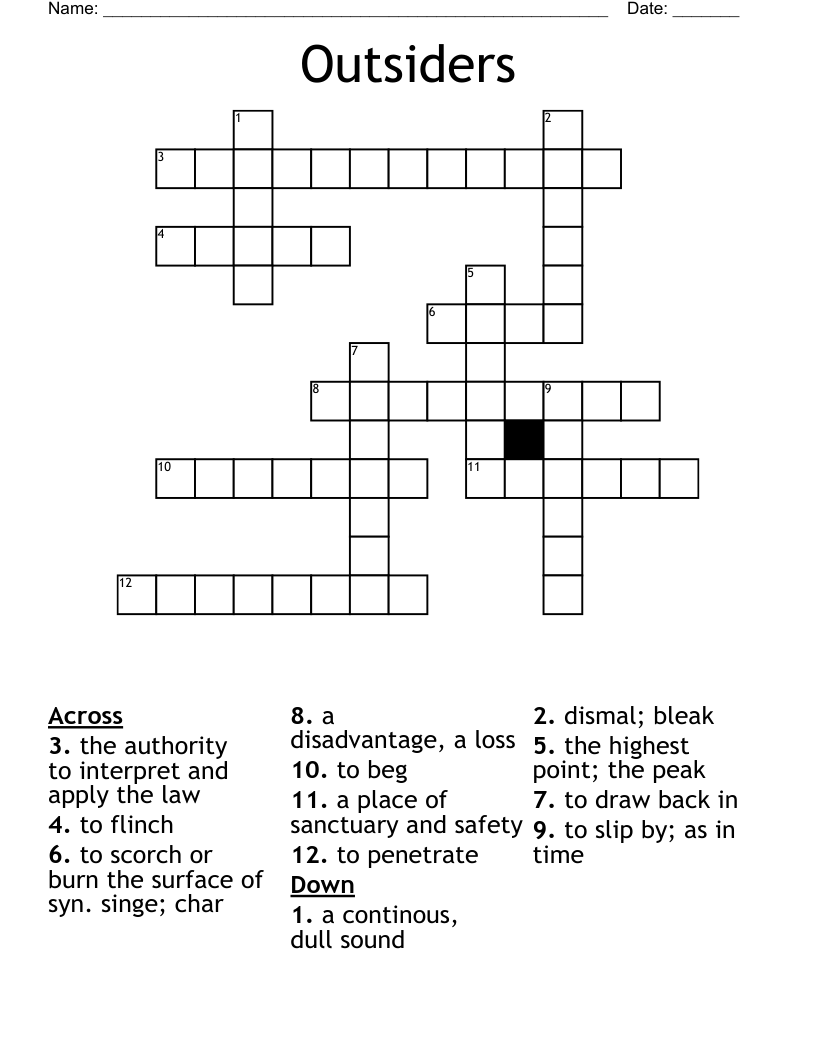 Outsiders Crossword