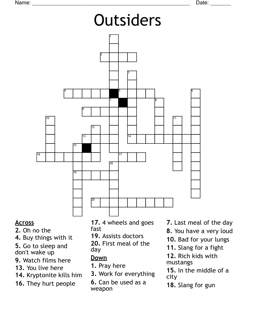 Outsiders Crossword
