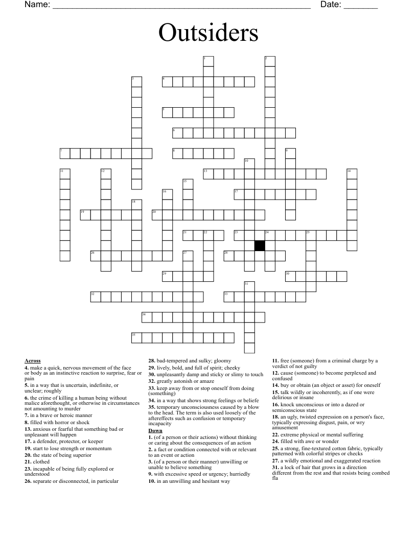 Outsiders Crossword