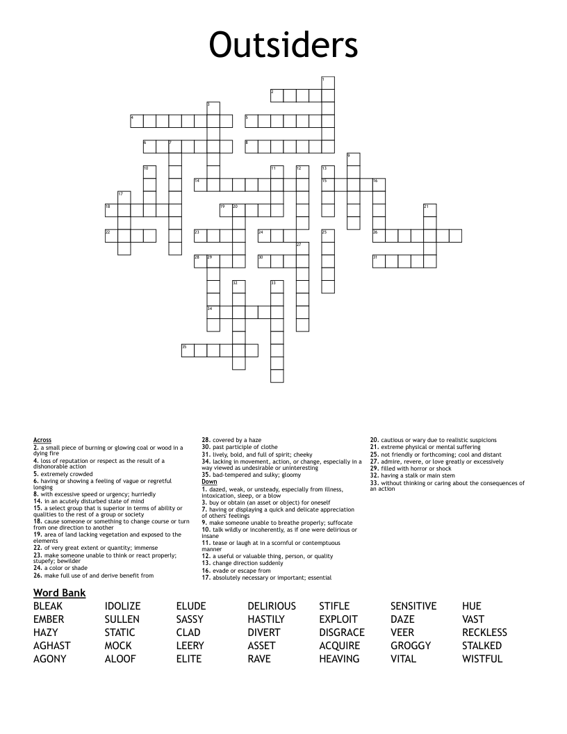 Outsiders Crossword