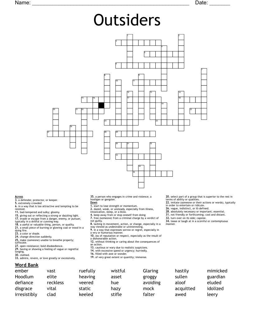 Outsiders Crossword