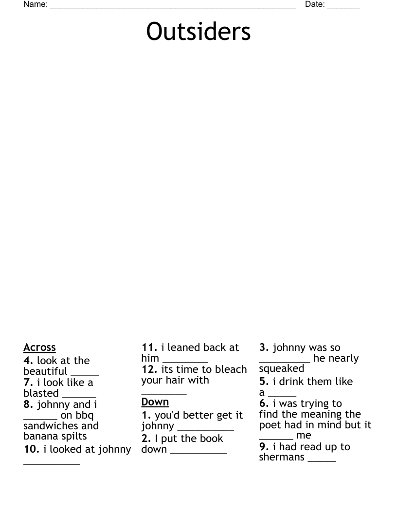 Outsiders Crossword