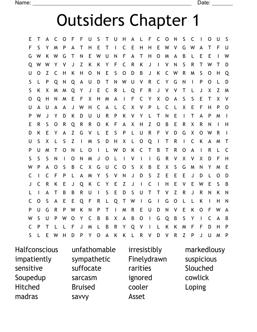 Outsiders Chapter 1 Word Search