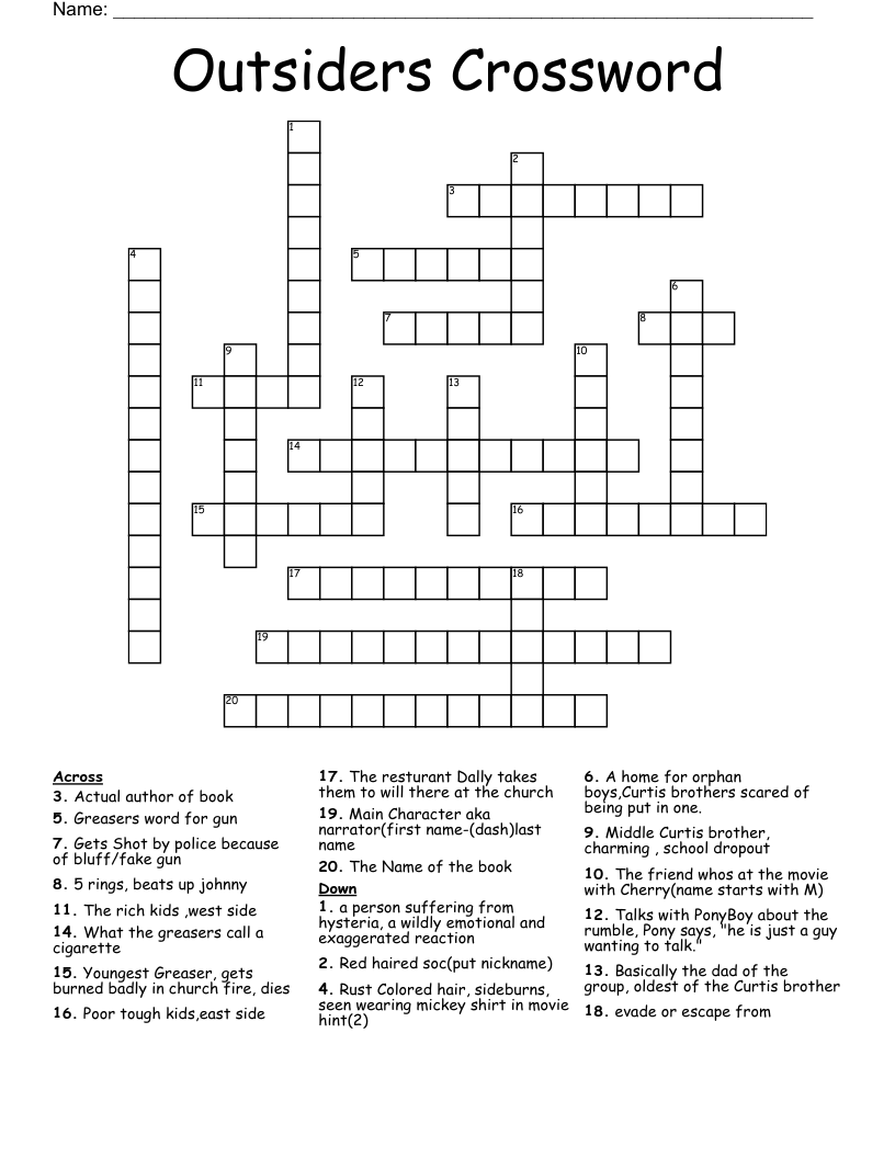 Outsiders Crossword