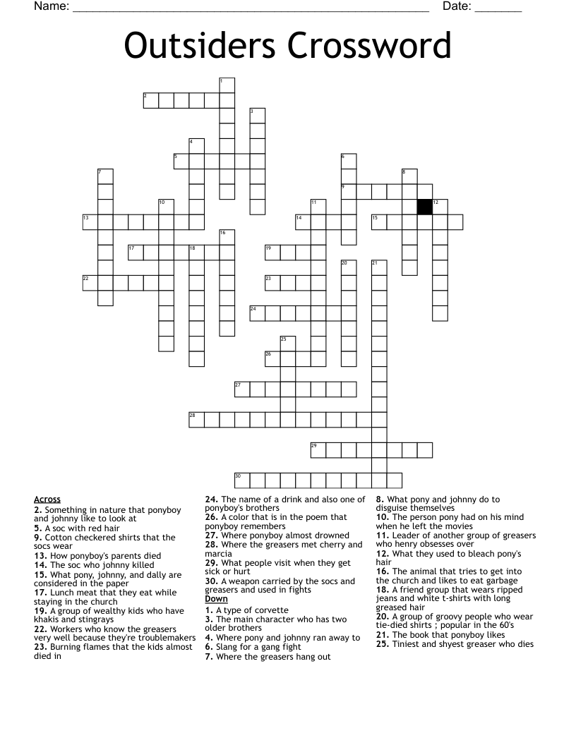 Outsiders Crossword