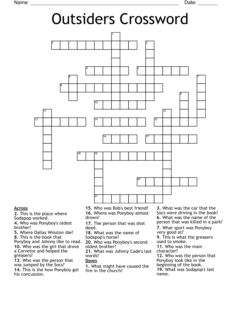 Outsiders Crossword