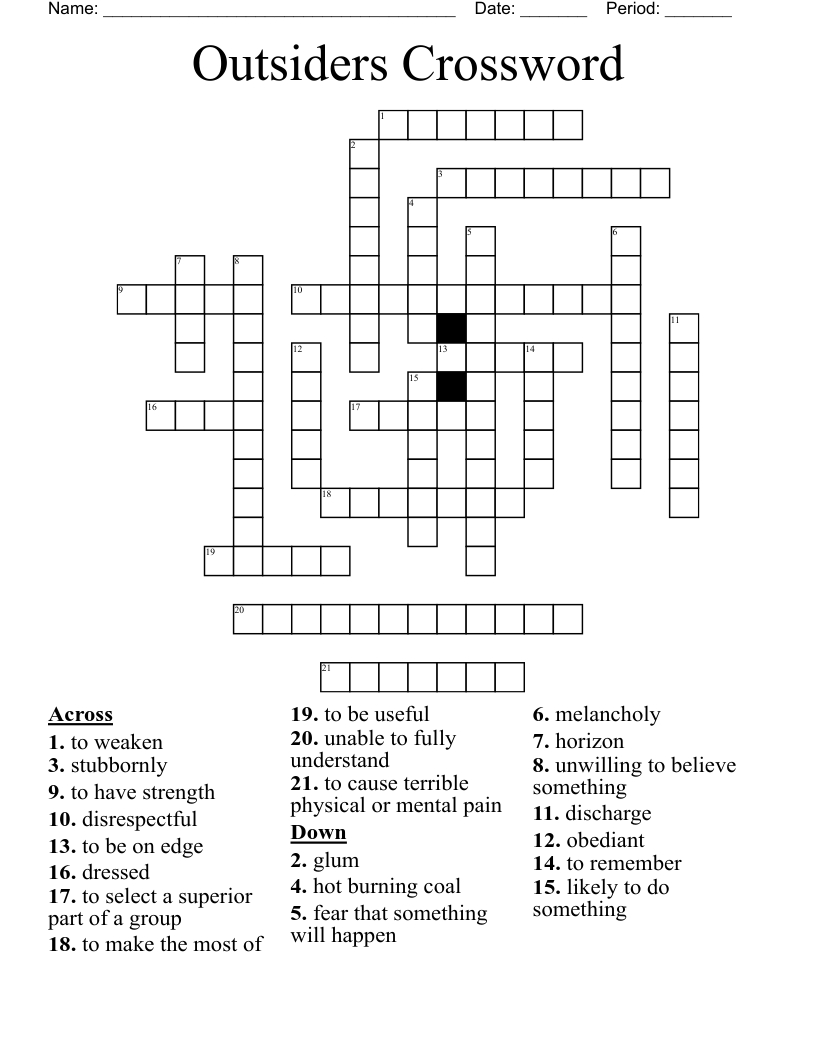 Outsiders Crossword