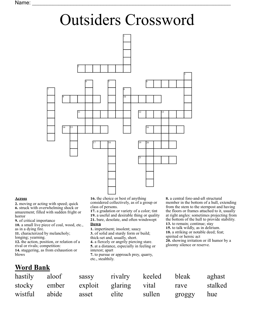 Outsiders Crossword