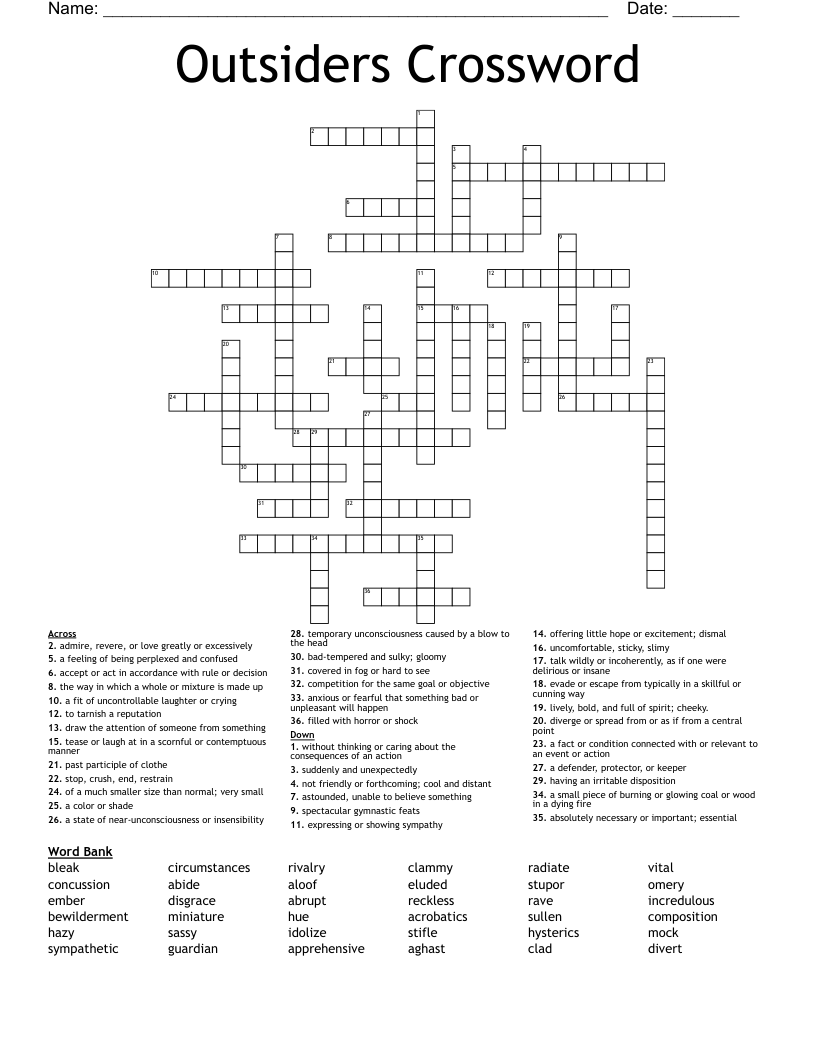 Outsiders Crossword