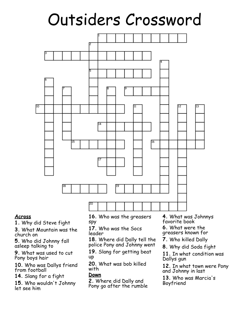 Outsiders Crossword