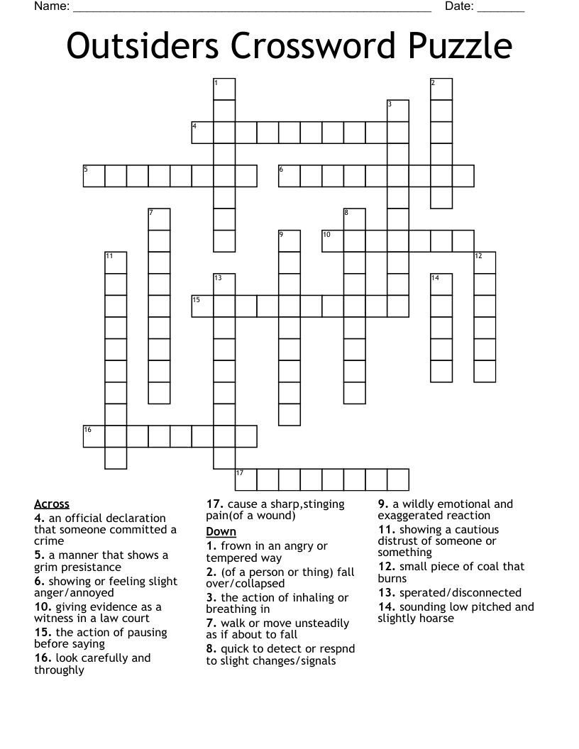 Outsiders Crossword Puzzle
