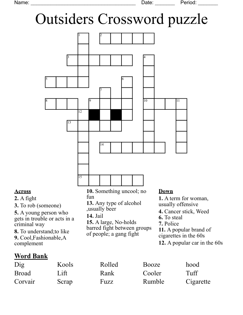 Outsiders Crossword puzzle