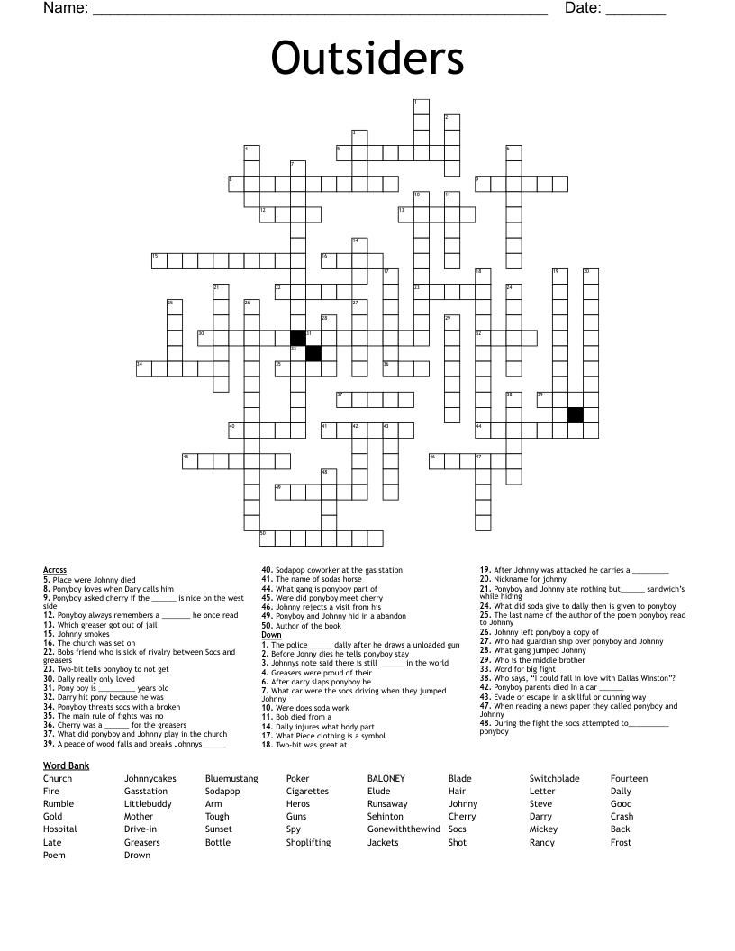Outsiders  Crossword