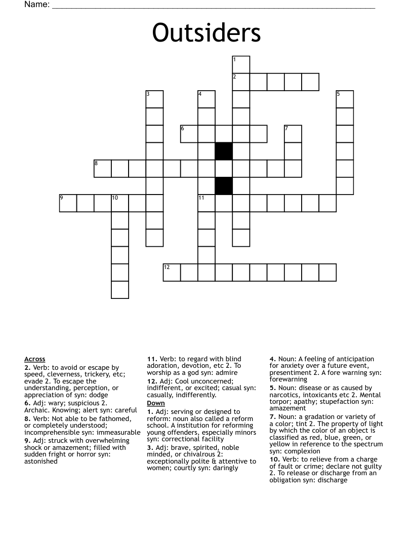 Outsiders  Crossword