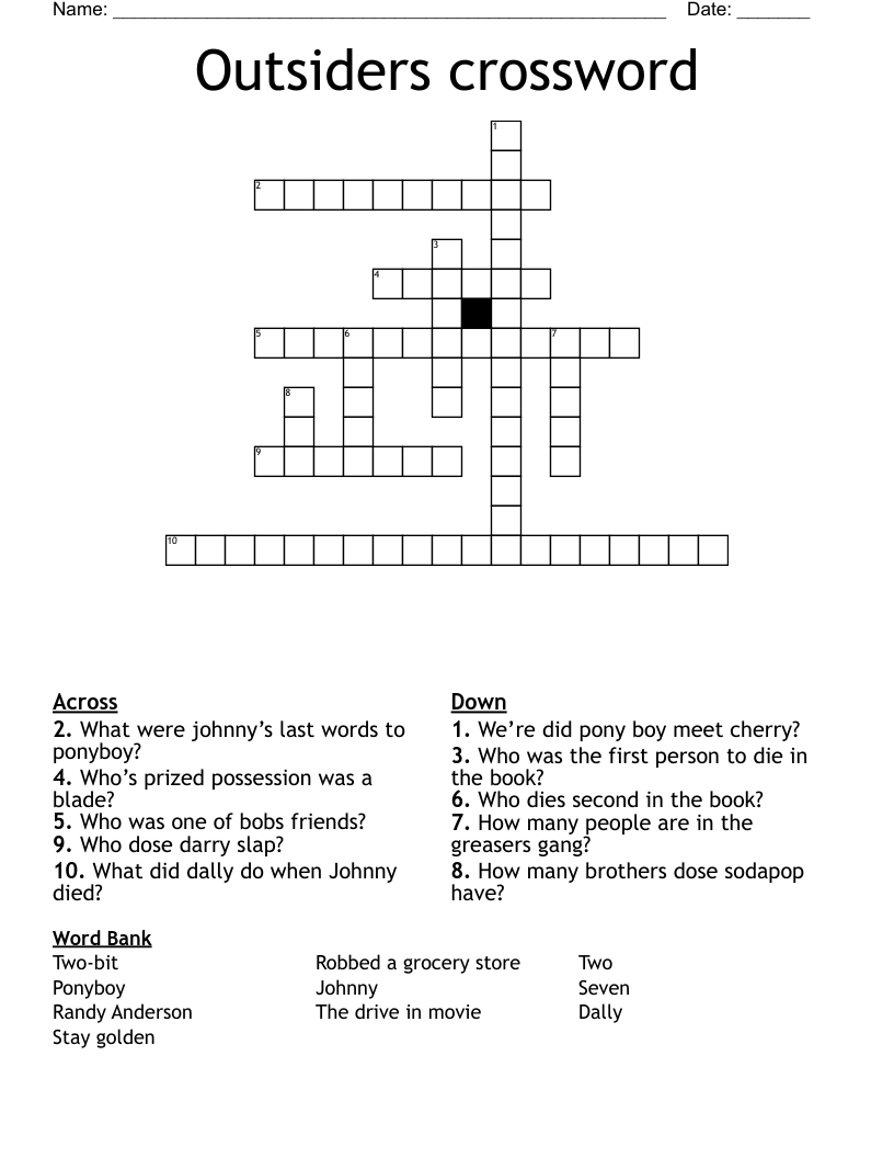 Outsiders crossword