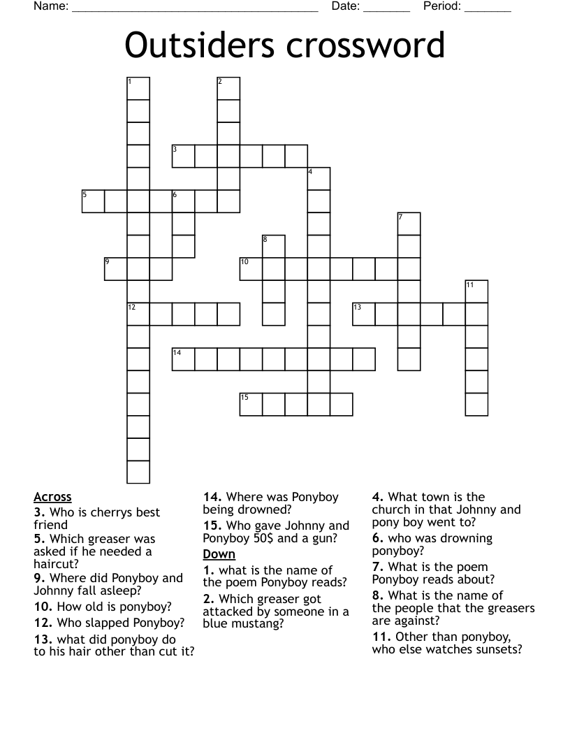 Outsiders crossword