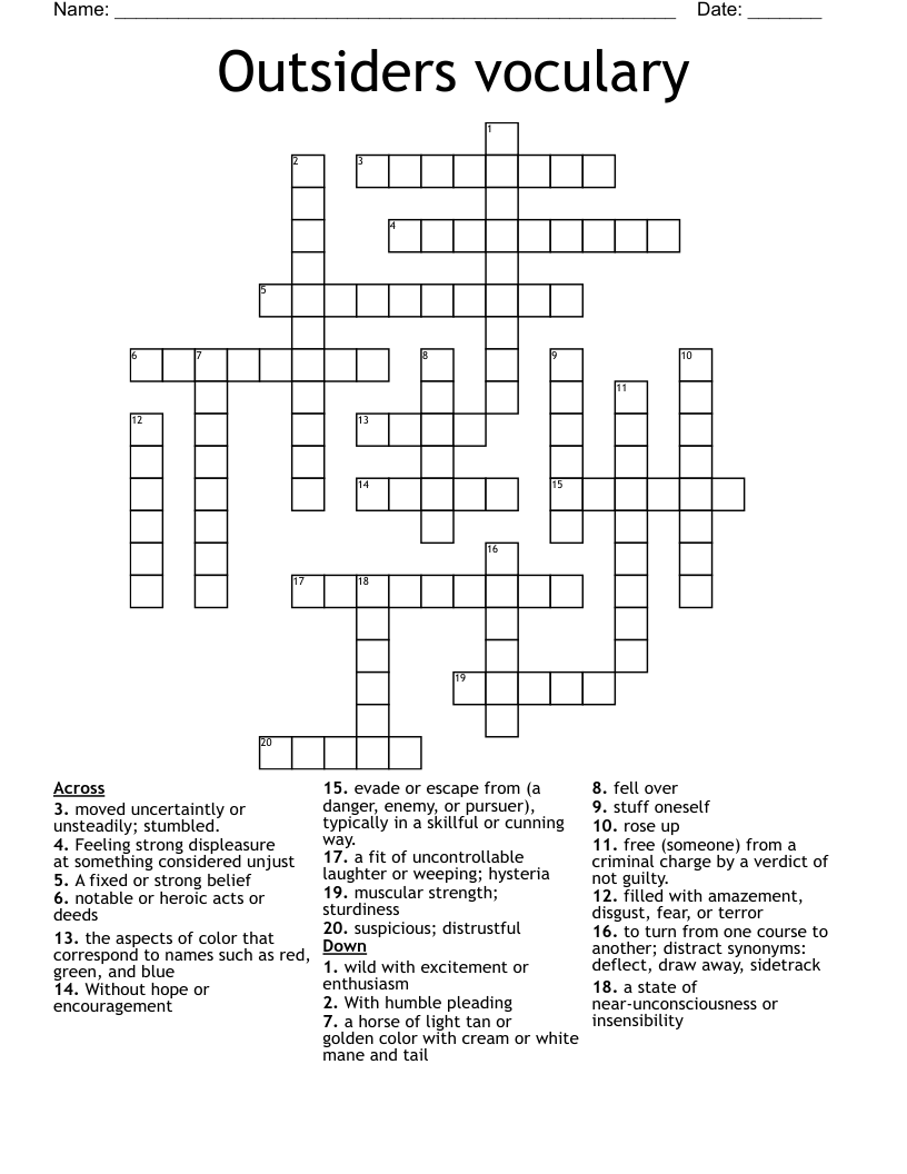 Outsiders voculary  Crossword