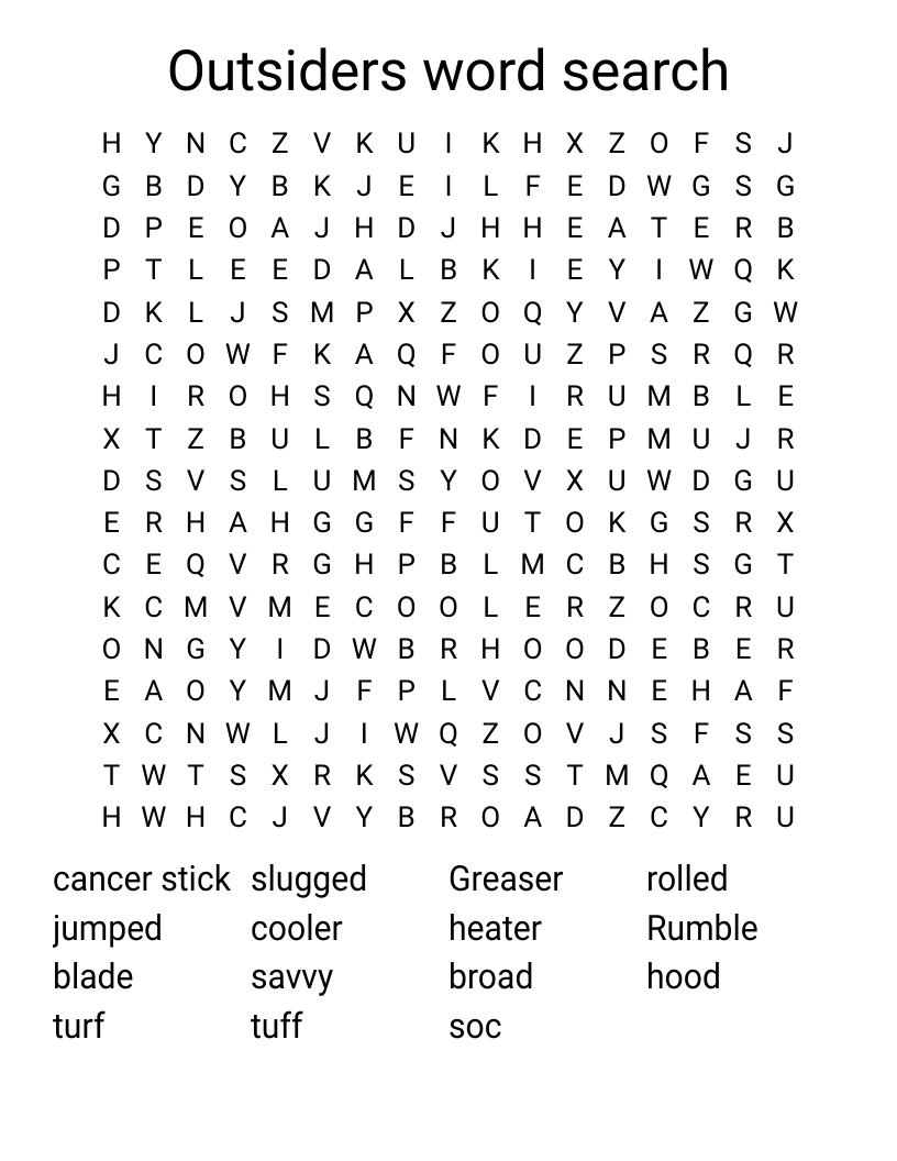 Outsiders word search