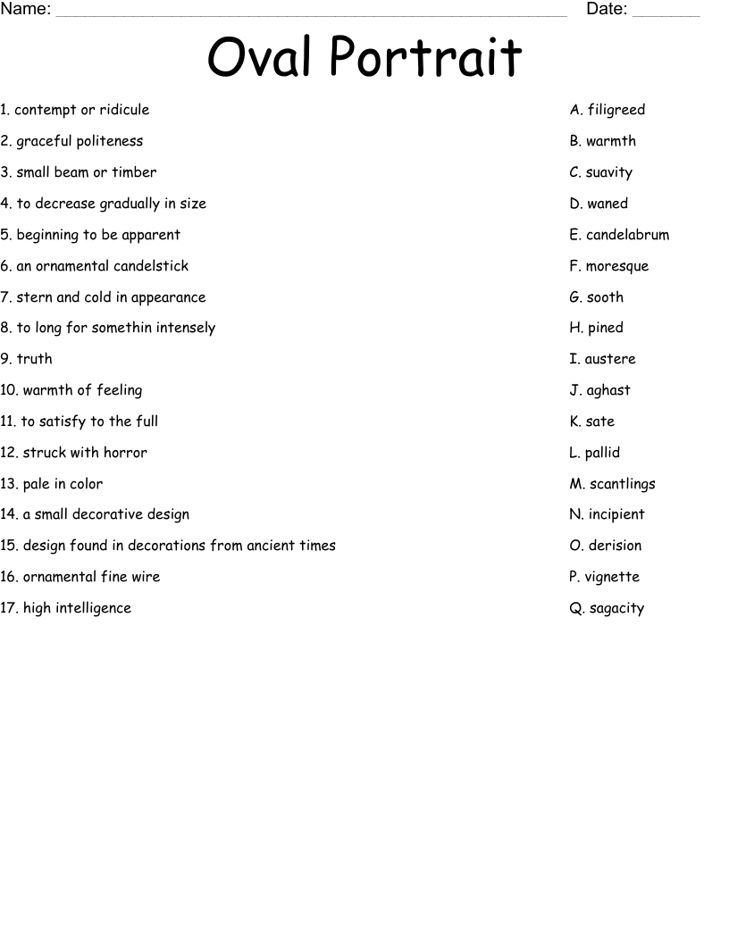 Oval Portrait Worksheet