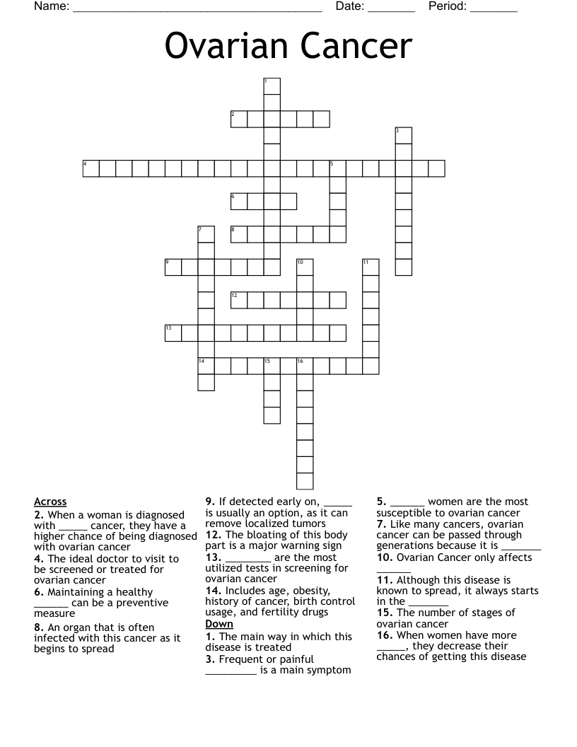 Ovarian Cancer Crossword