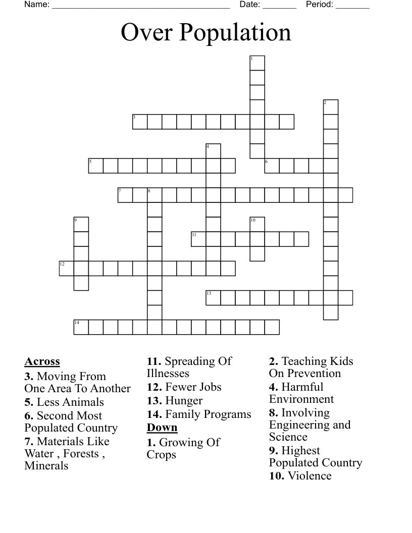 Over Population Crossword