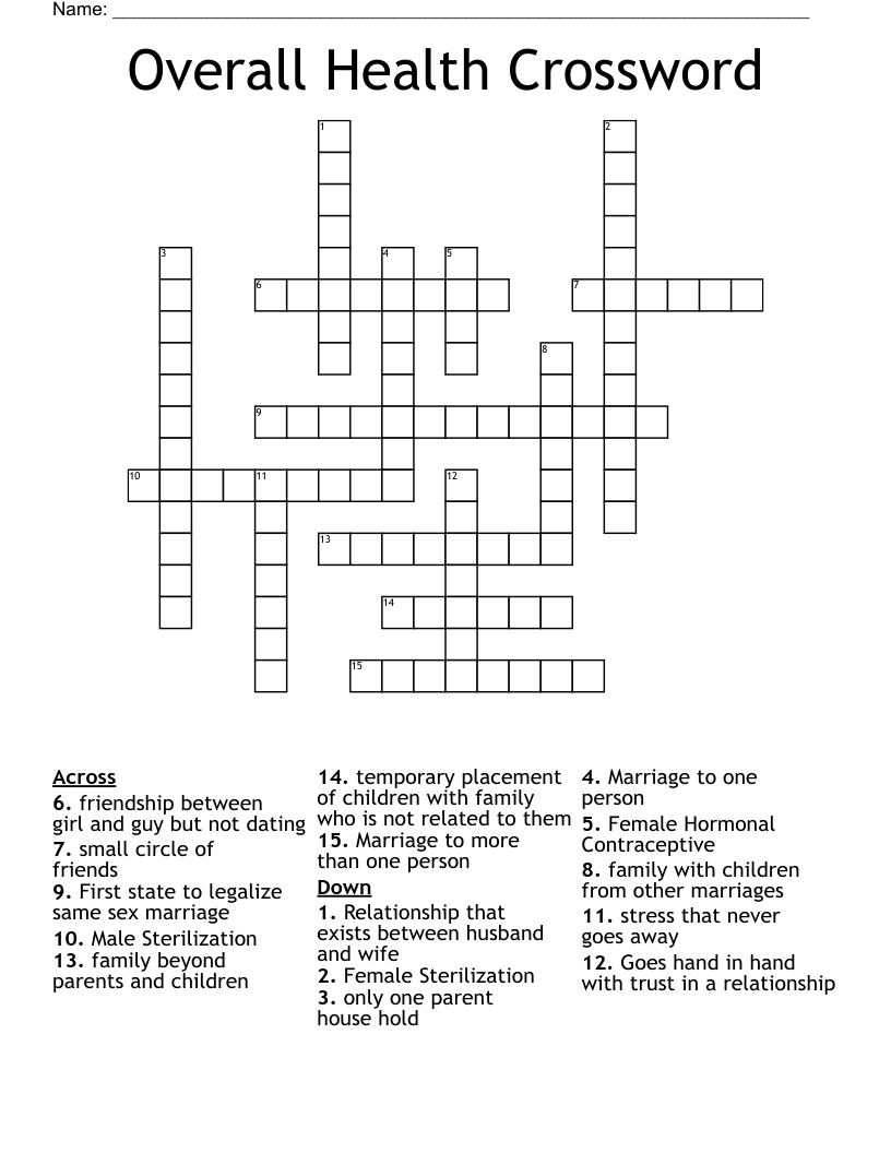 Overall Health Crossword