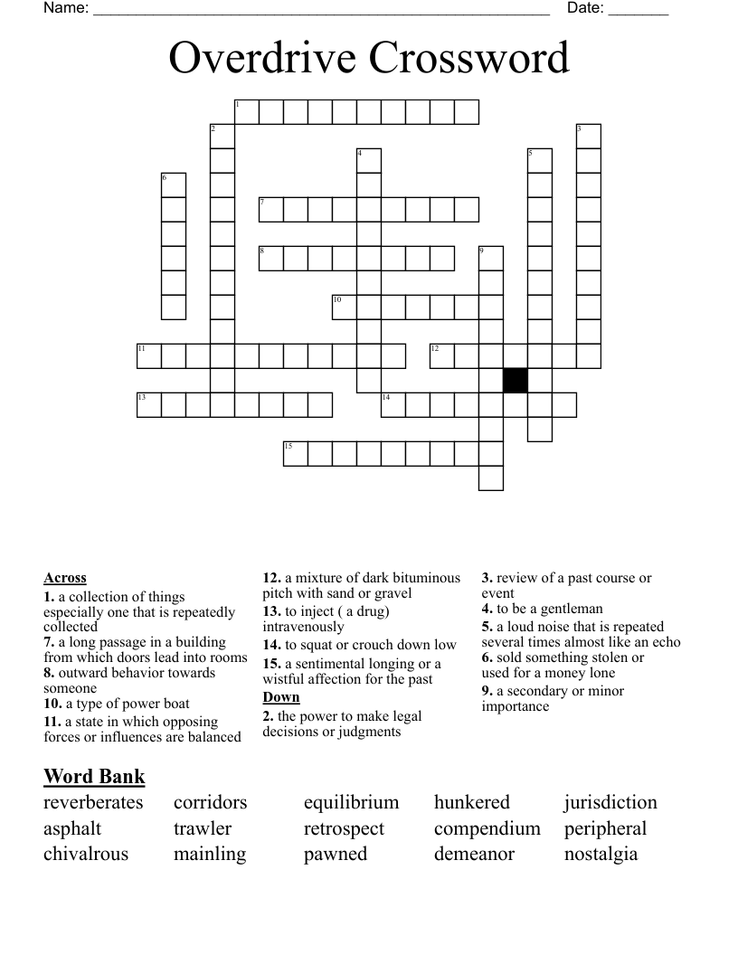 Overdrive Crossword