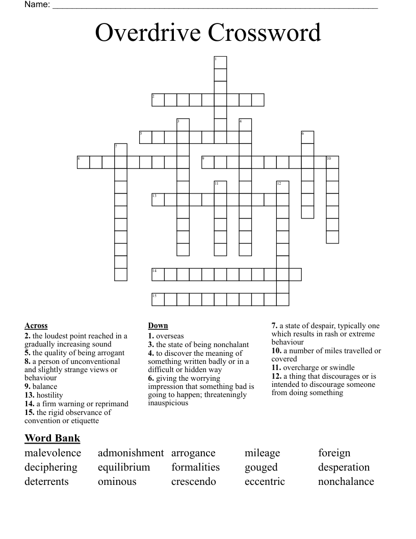 Overdrive Crossword