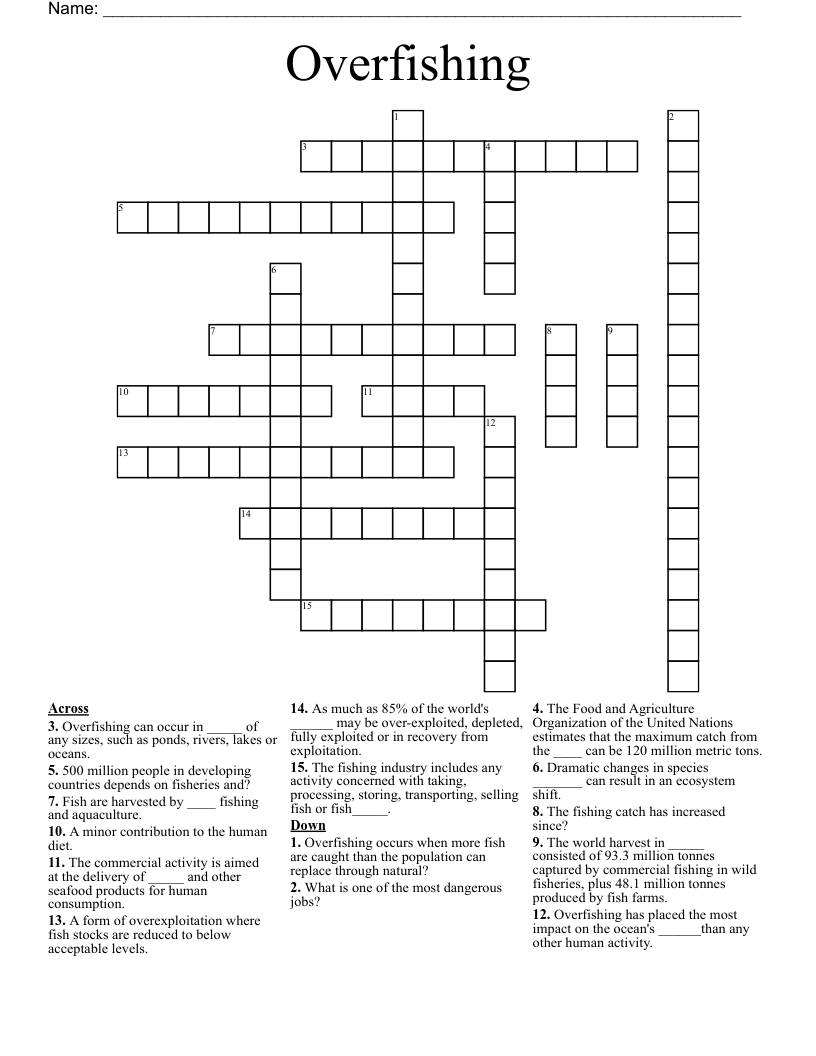 Overfishing Crossword