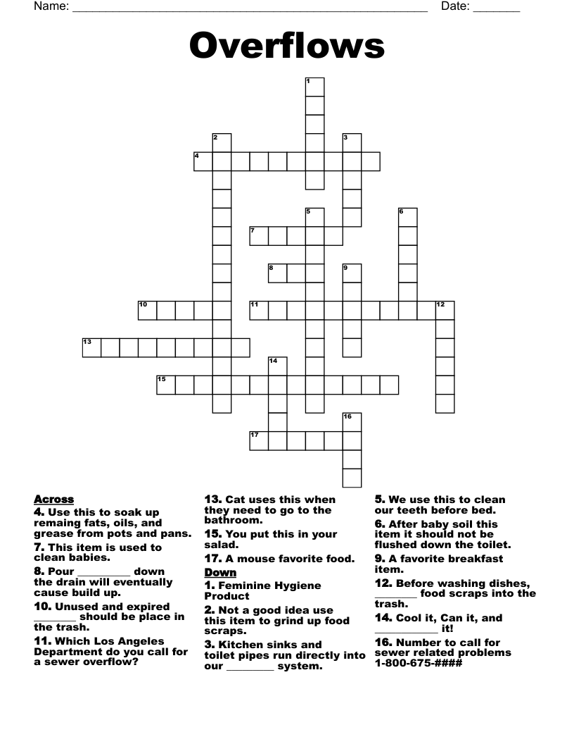 Overflows Crossword