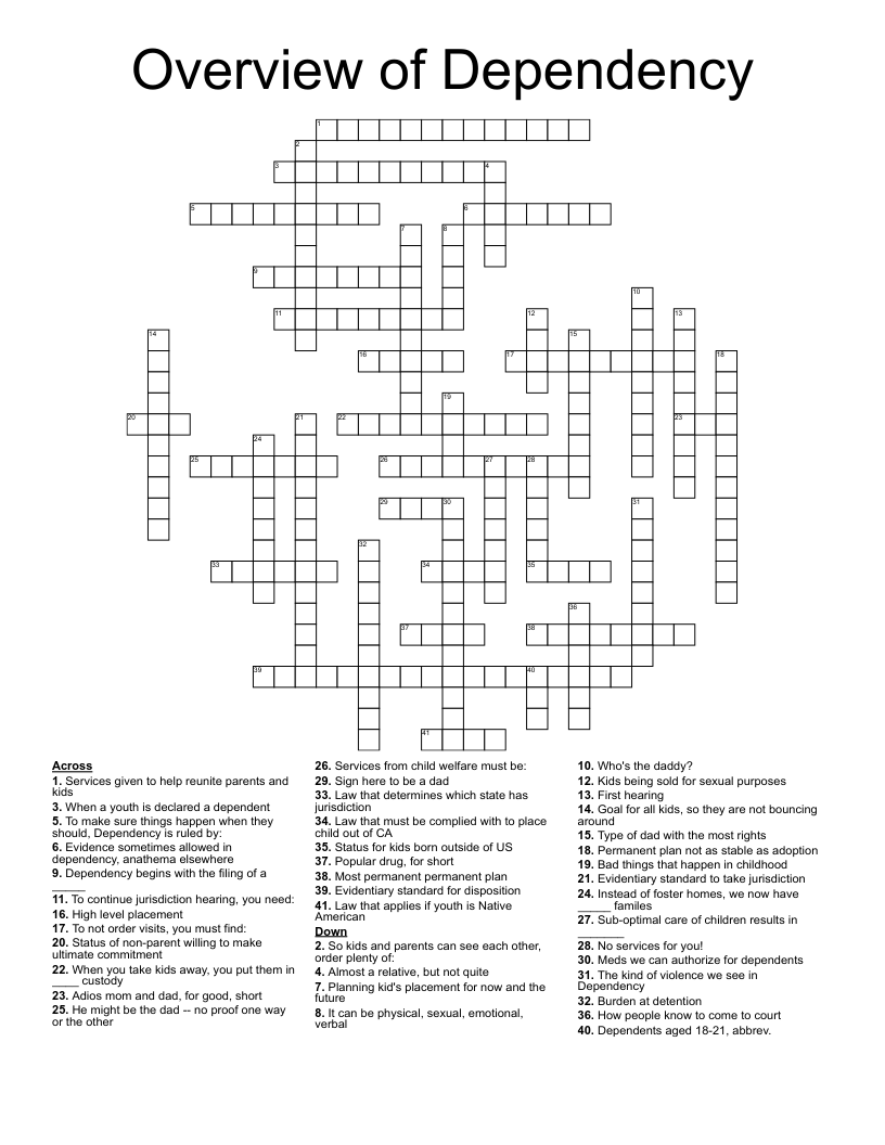 Overview of Dependency Crossword
