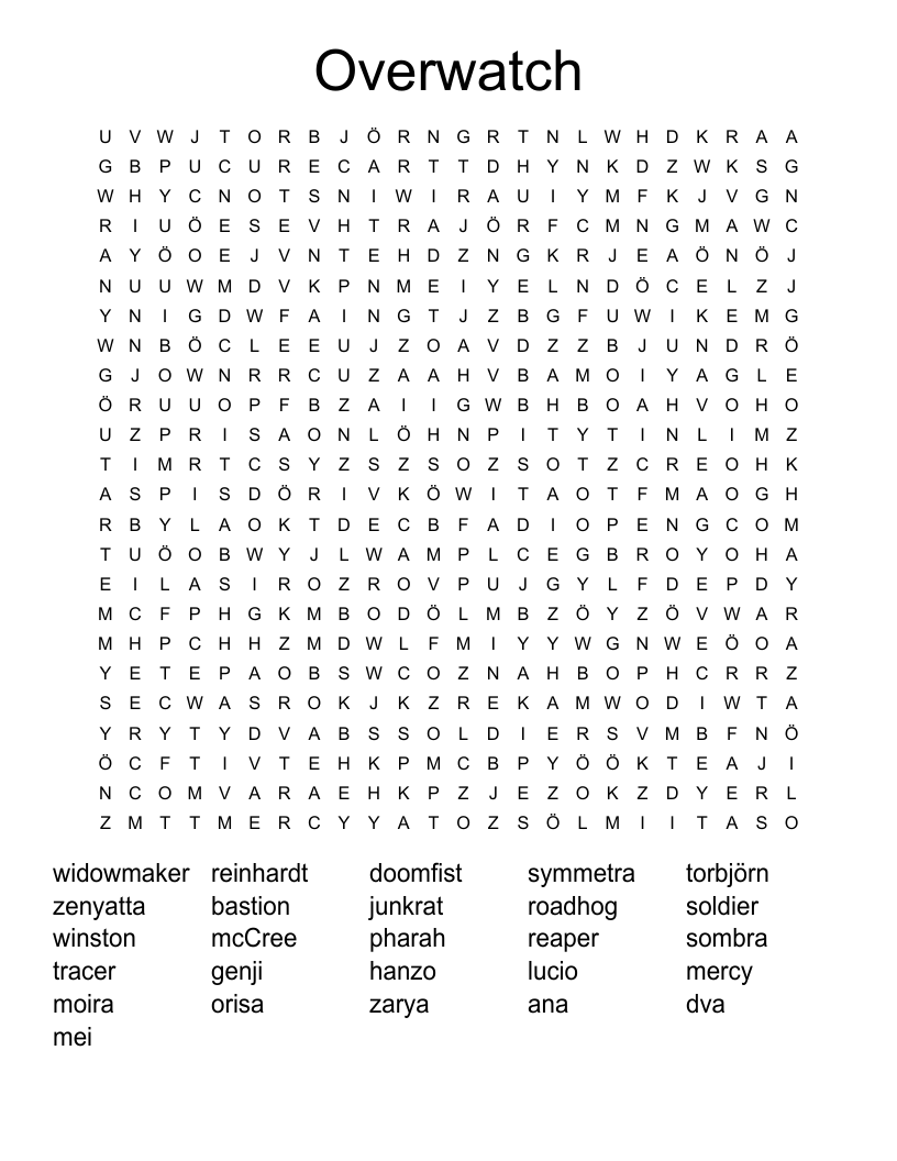 Overwatch Word Search