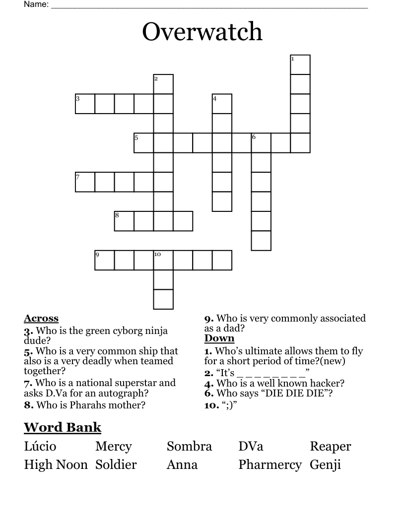Overwatch Crossword