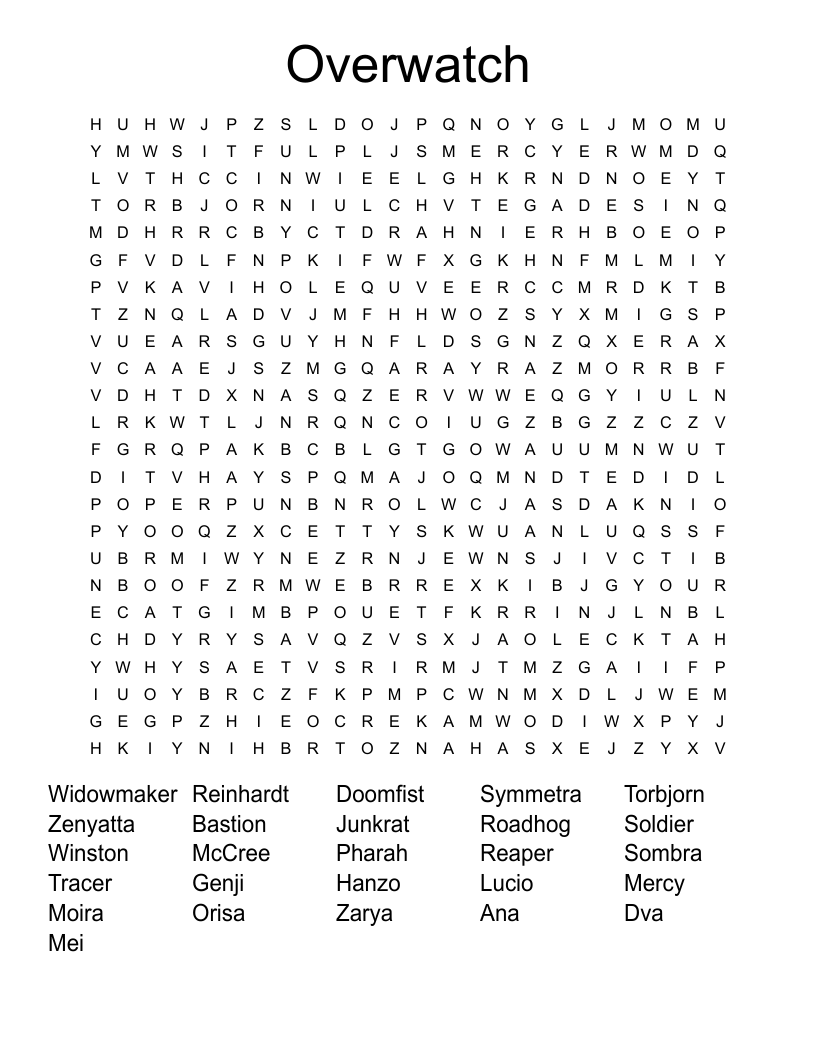Overwatch Word Search