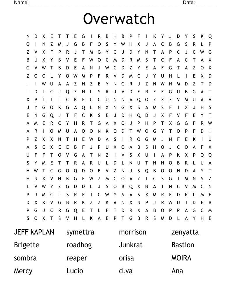 Overwatch Word Search