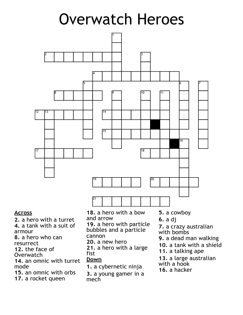 Overwatch Heroes Crossword