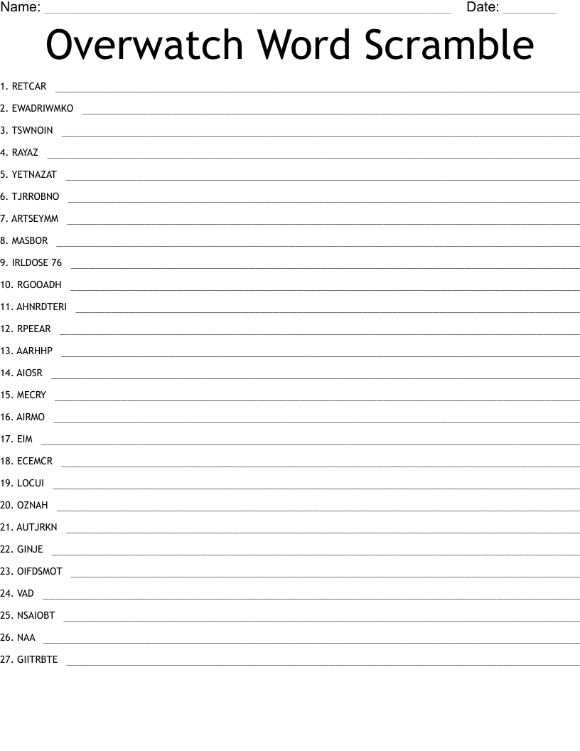 Overwatch Word Scramble 