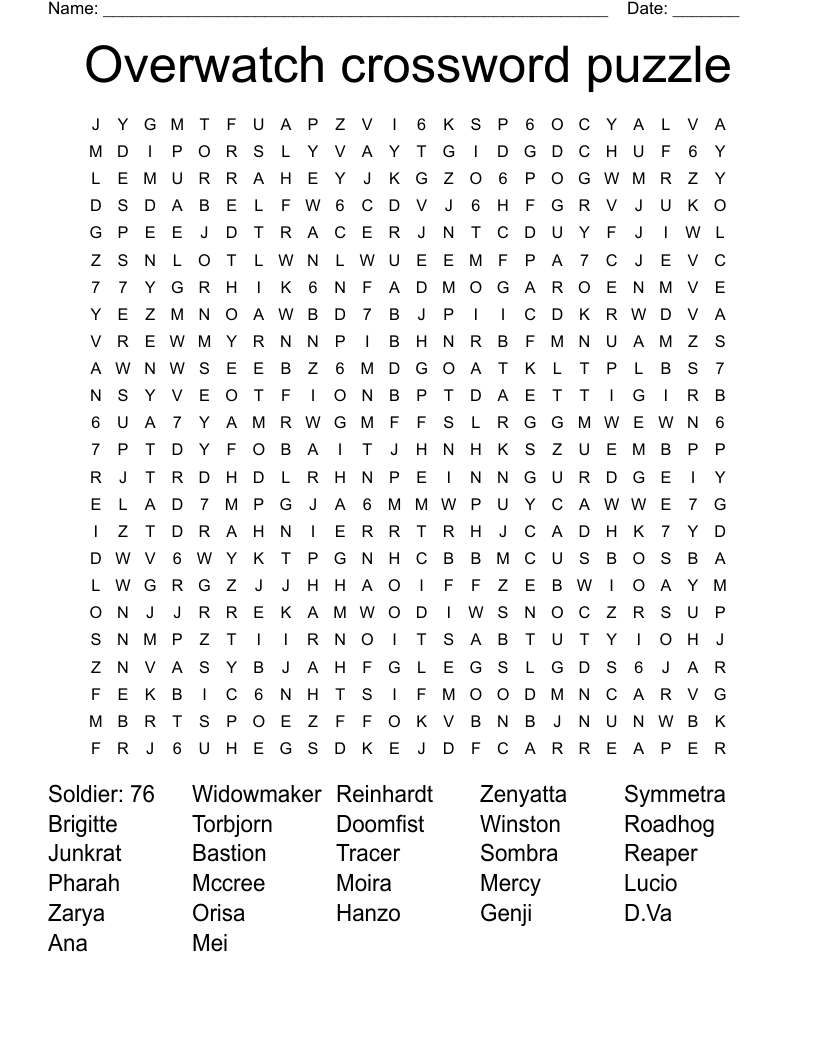 Overwatch crossword puzzle Word Search