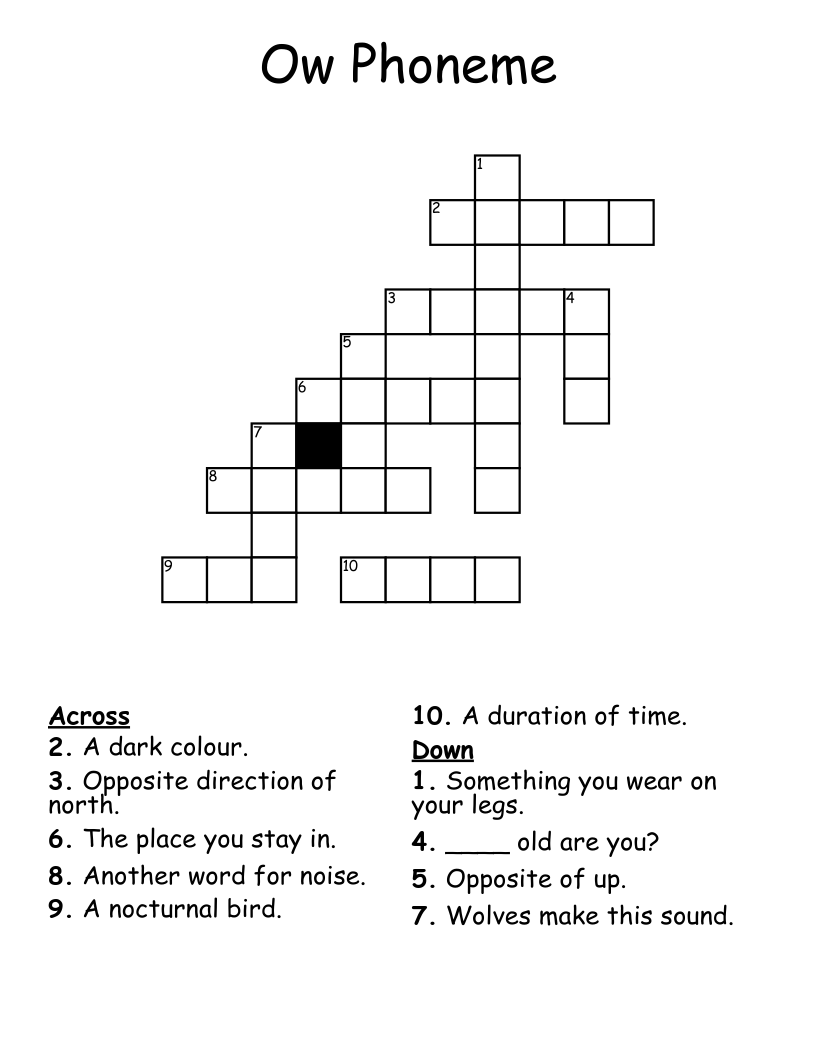 Ow Phoneme Crossword