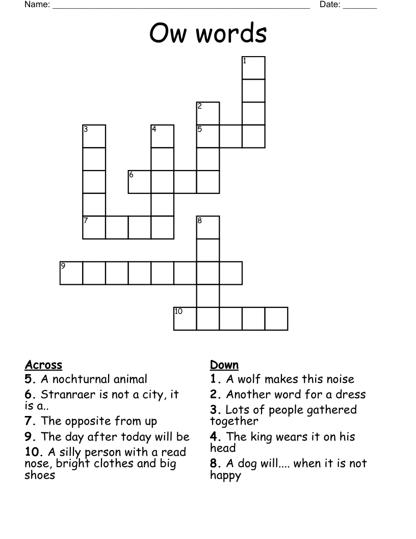 Ow words Crossword