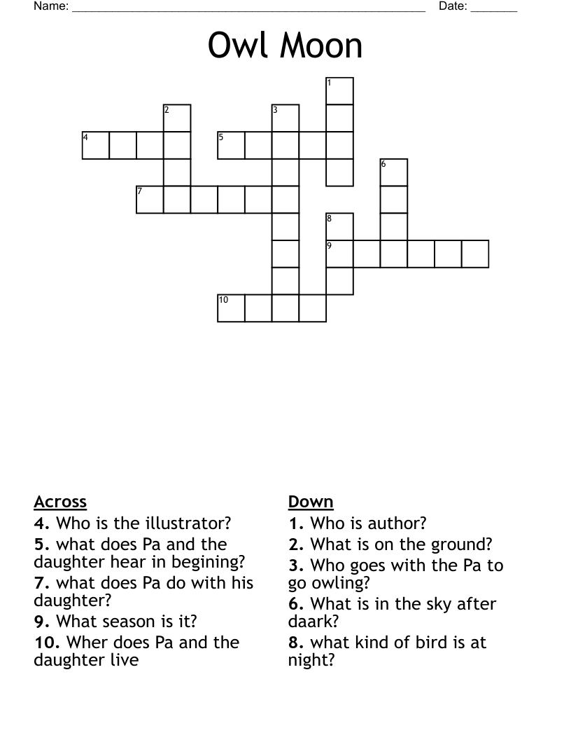 Owl Moon Crossword