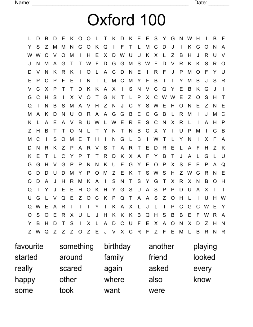 Oxford 100 Word Search