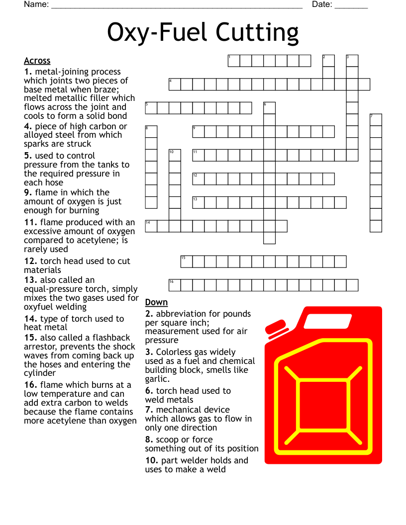 Oxy-Fuel Cutting Crossword