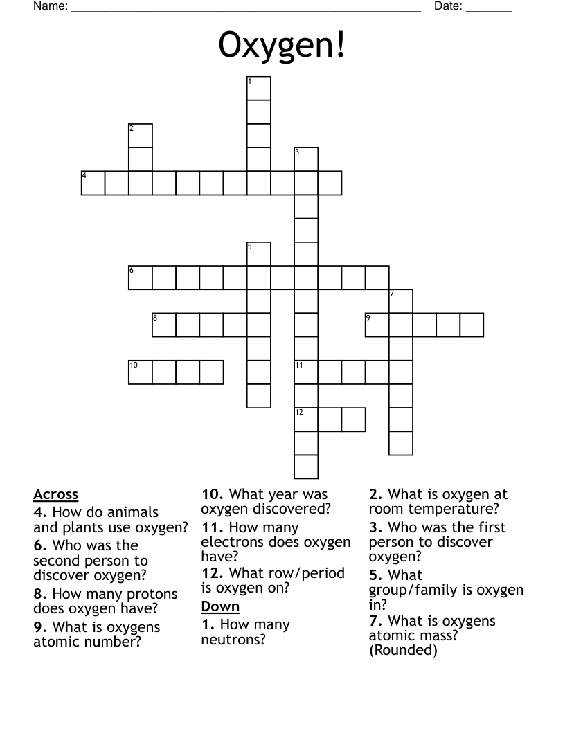 Oxygen! Crossword