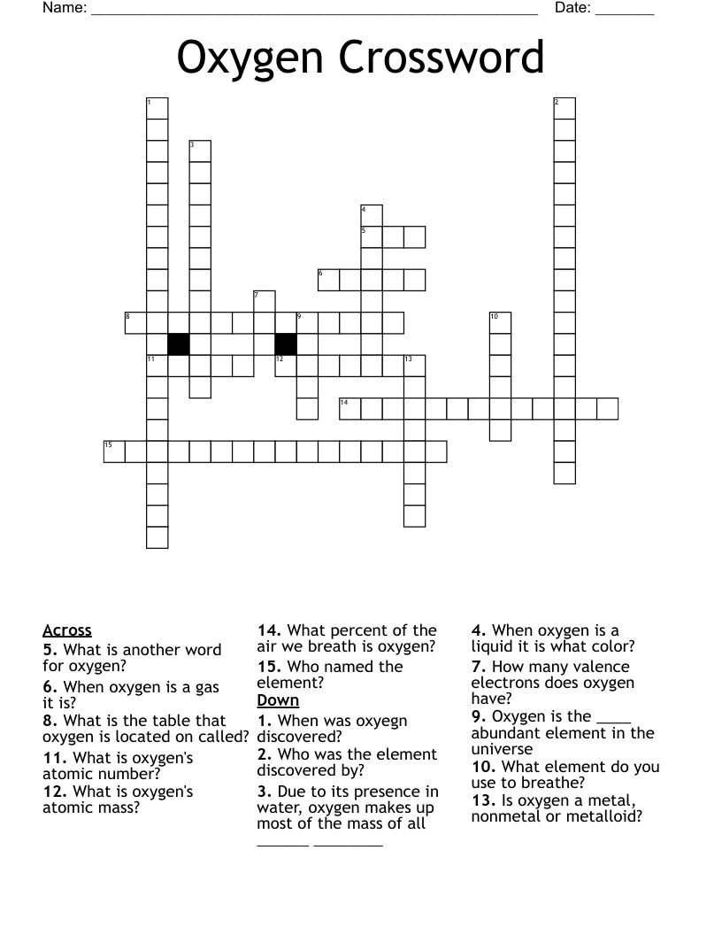 Oxygen Crossword