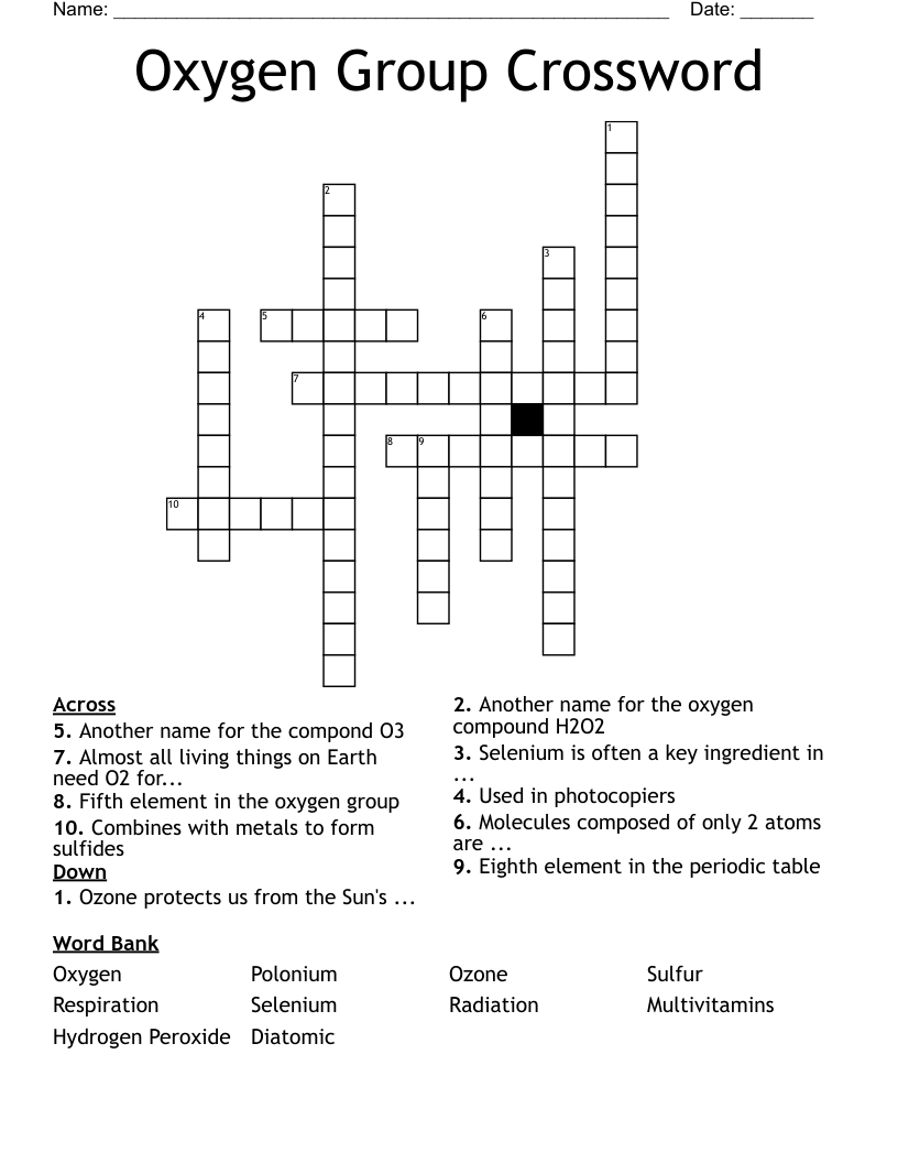 Oxygen Group Crossword