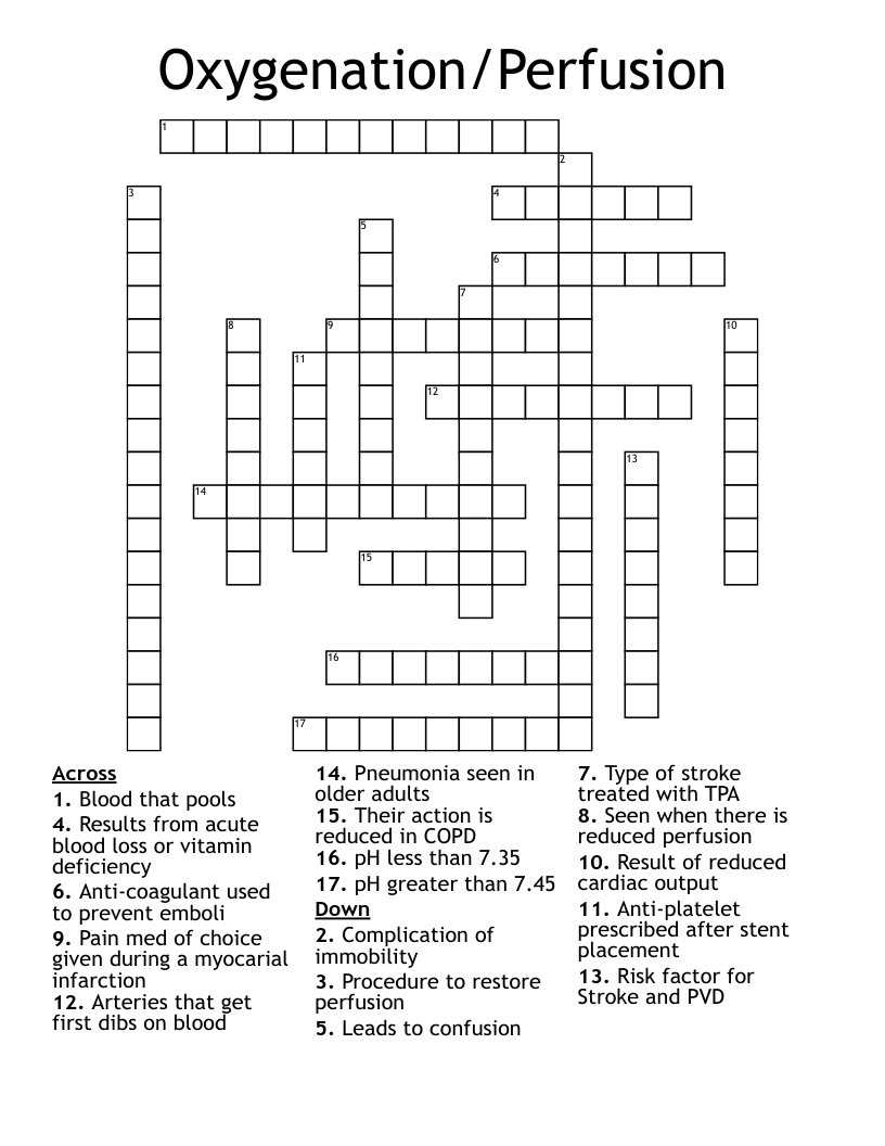 Oxygenation/Perfusion  Crossword