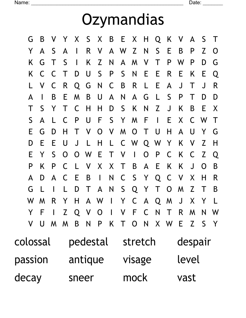Ozymandias Word Search