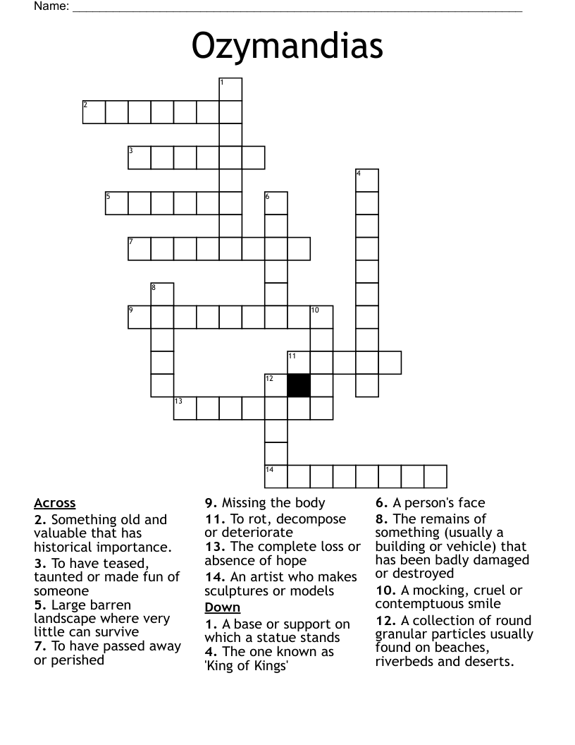 Ozymandias Crossword