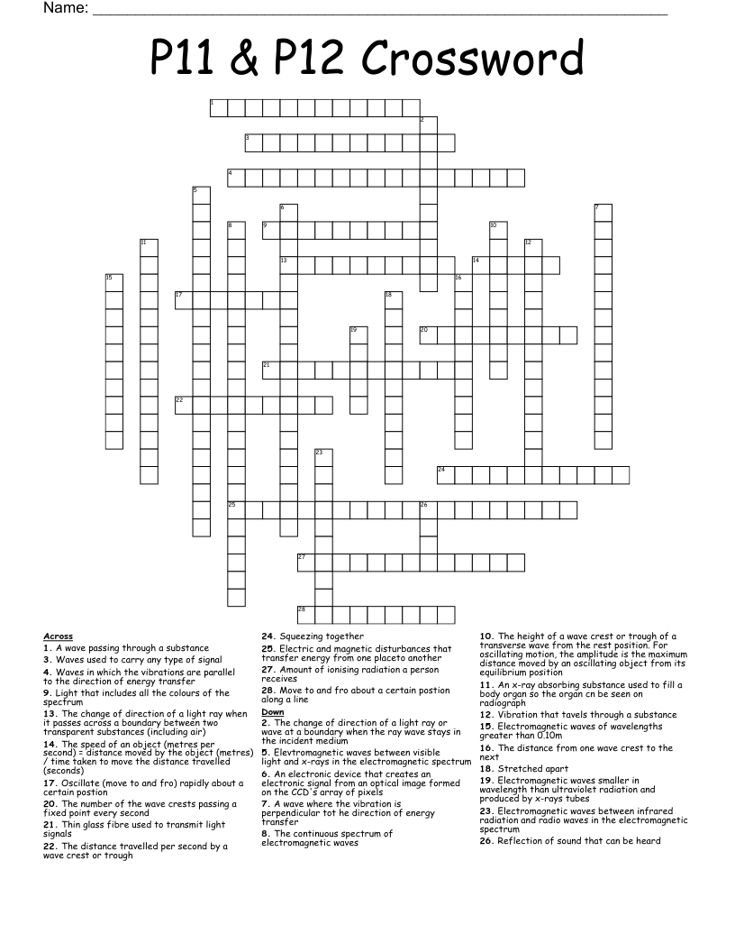 P11 & P12 Crossword 